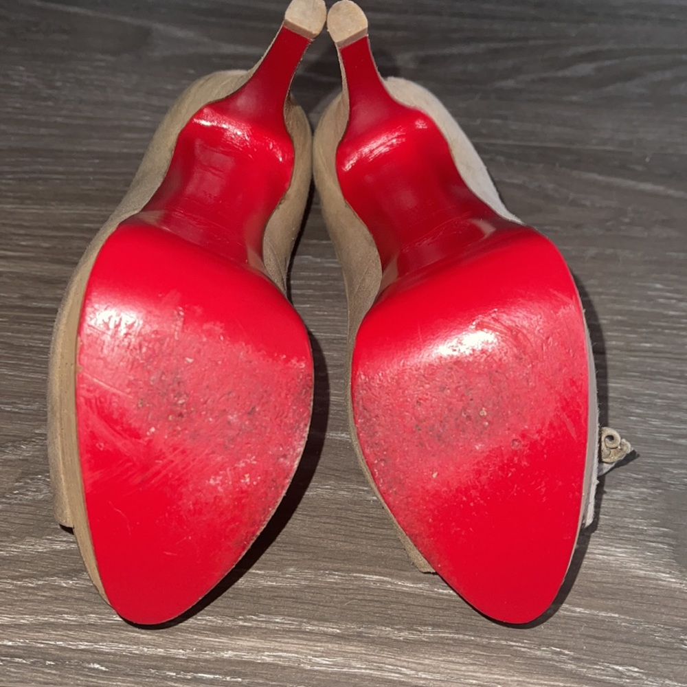 ☀️SOLD☀️Christian Louboutin Mavela Bow Mesh Pump Open Toe Platform Size 36.5 - Picture 8 of 14